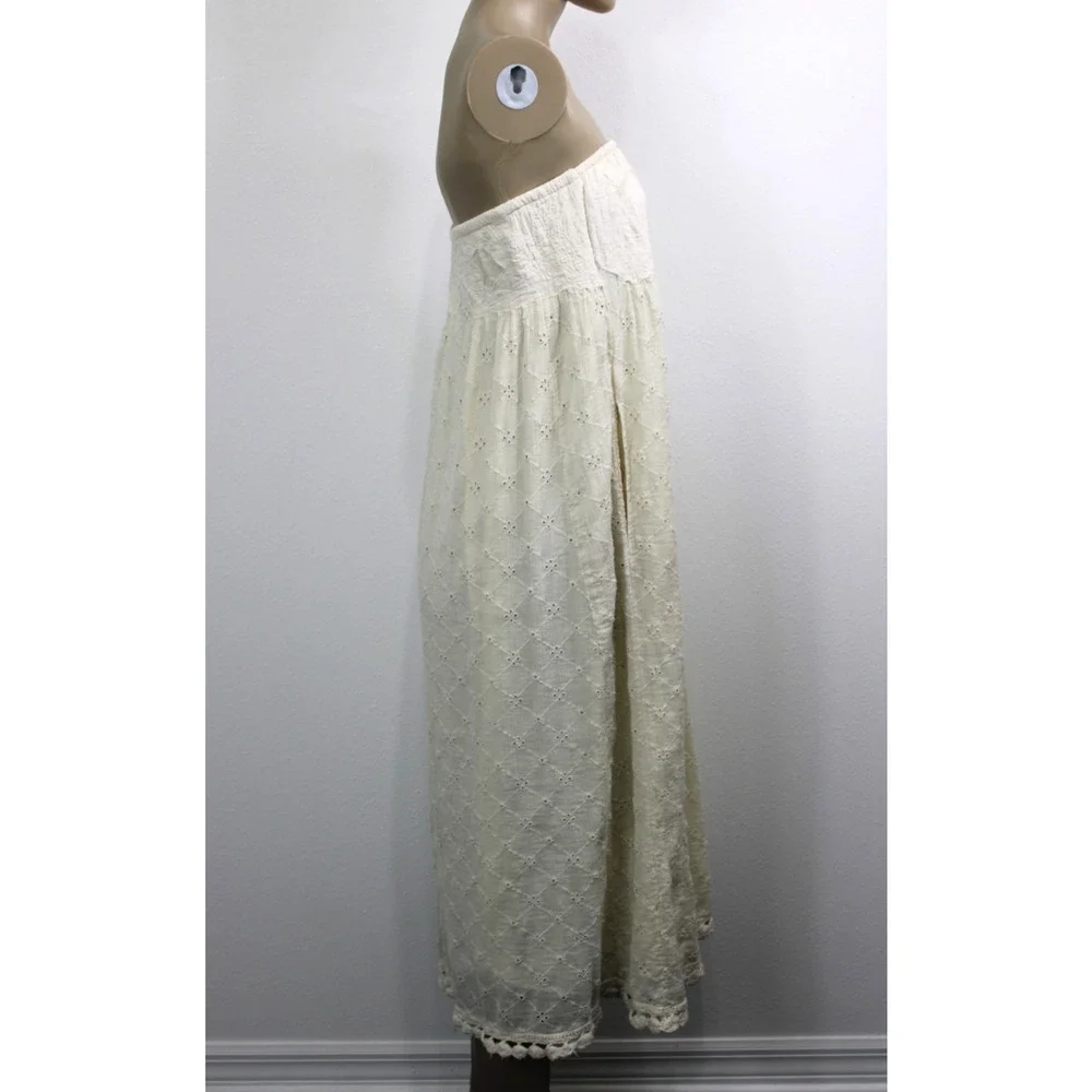 Free People Meant to Be Eyelet Strapless Midi Dress Boho Cottagecore Size S